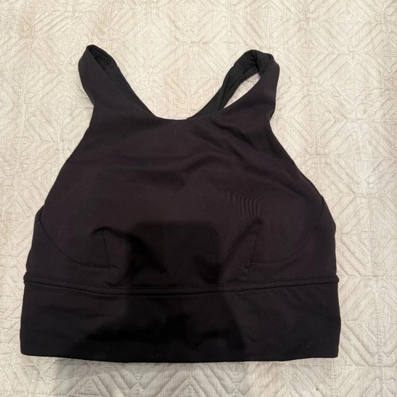 Black High Neck Bra Medium Support, B-D Cups, Lululemon, Size 6 - Picture 2 of 4